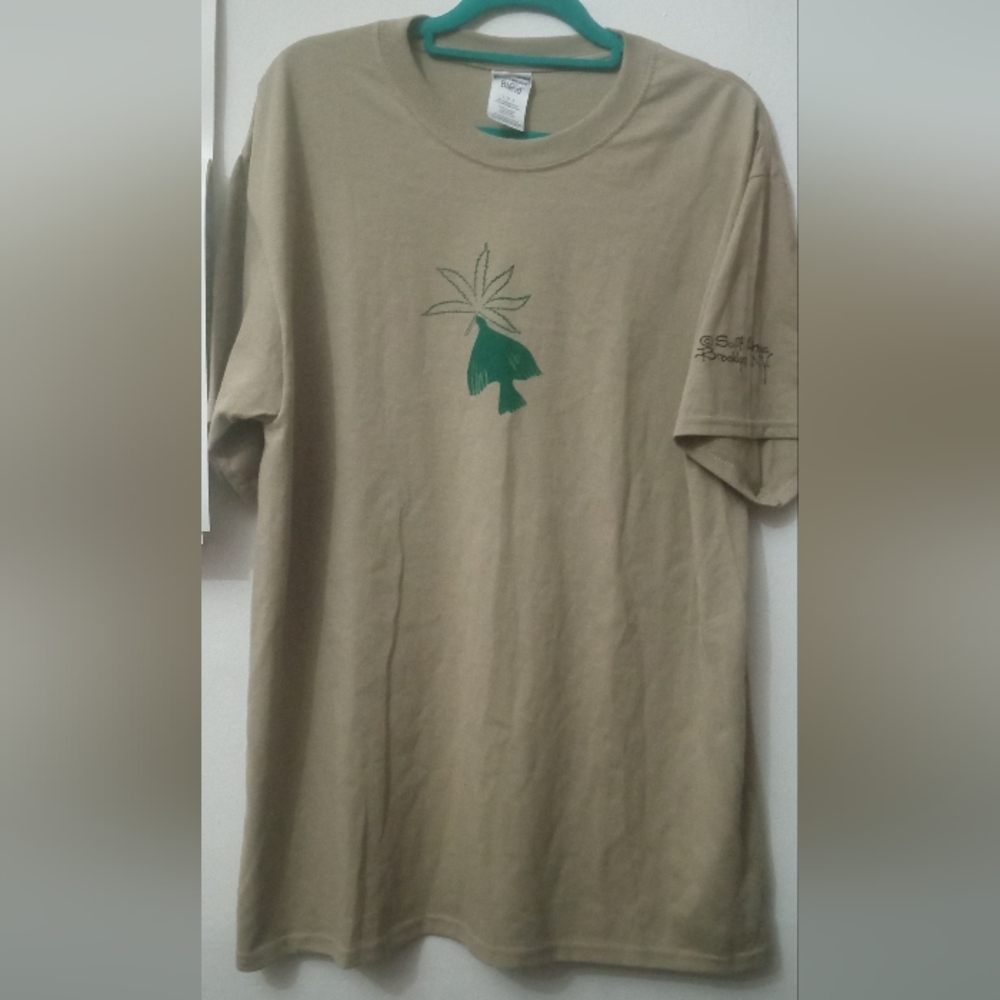 Men's Tan Graphic Silk Screen T-Shirt